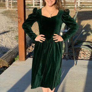 Vintage LAURA ASHLEY Velvet Party Dress 1980